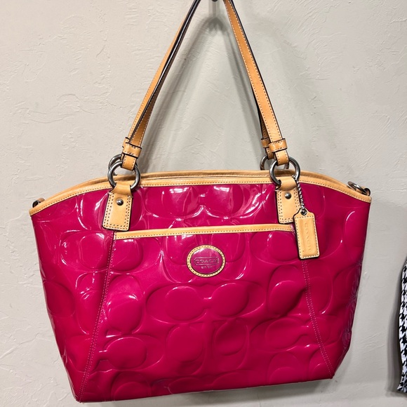 Coach Fuchsia and Tan Shoulder Bag - Picture 1 of 5